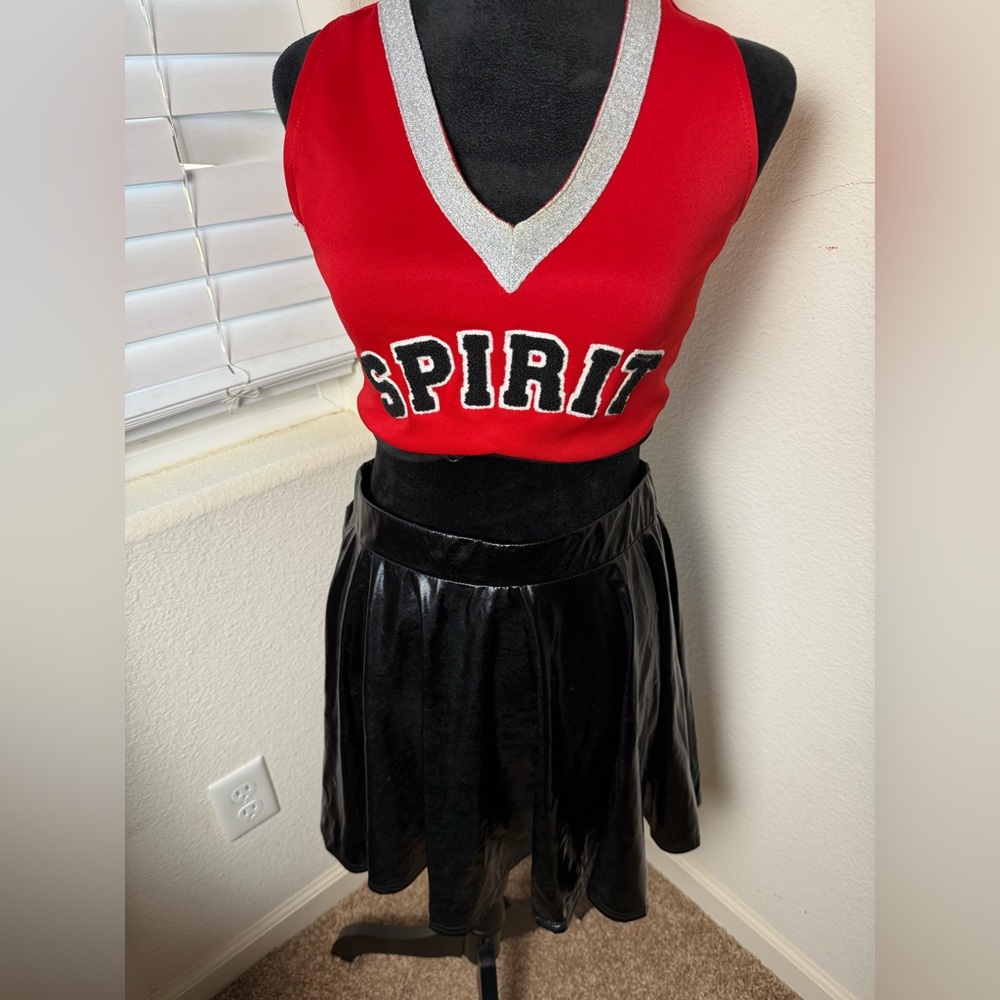 Spirit Red Cheerleader Outfit with Black‎ and Silver Accents